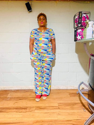 Blue Kente Style Jumpsuit